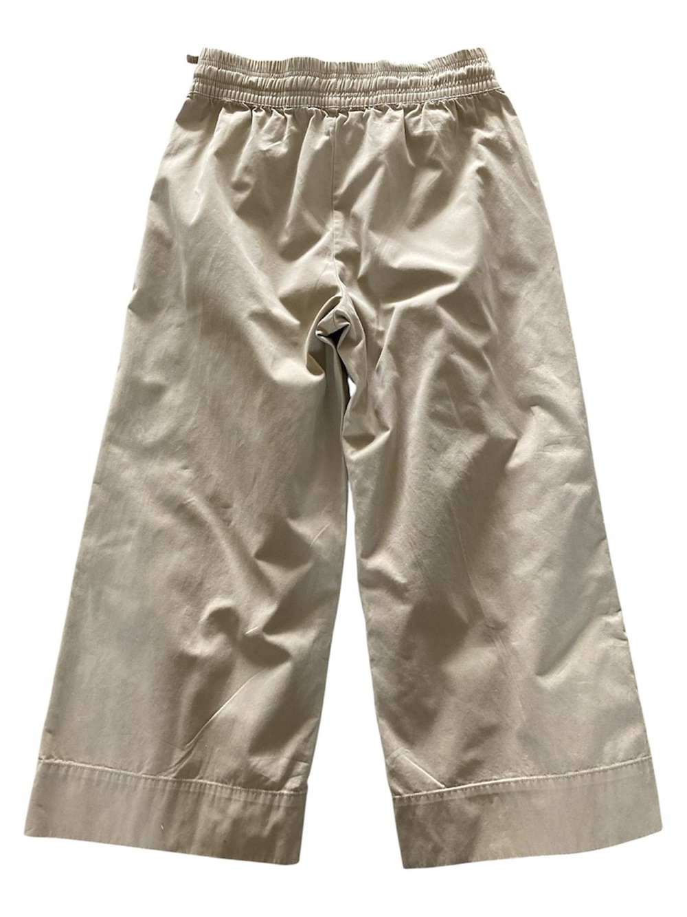 Women’s Wide-Leg Drawstring Cropped Cotton Pants in Khaki, Sz M - Picture 6 of 10